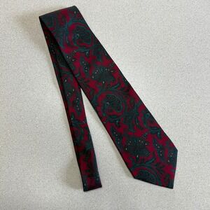 Rochas Paris Vintage Silk Tie Maroon Gold Paisley Necktie Y2K 2000 58x3.5 France